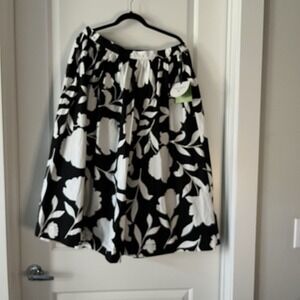 Kate Spade Skirt‎ Womens Large Black White Floral Midi Target Collab New Lined
